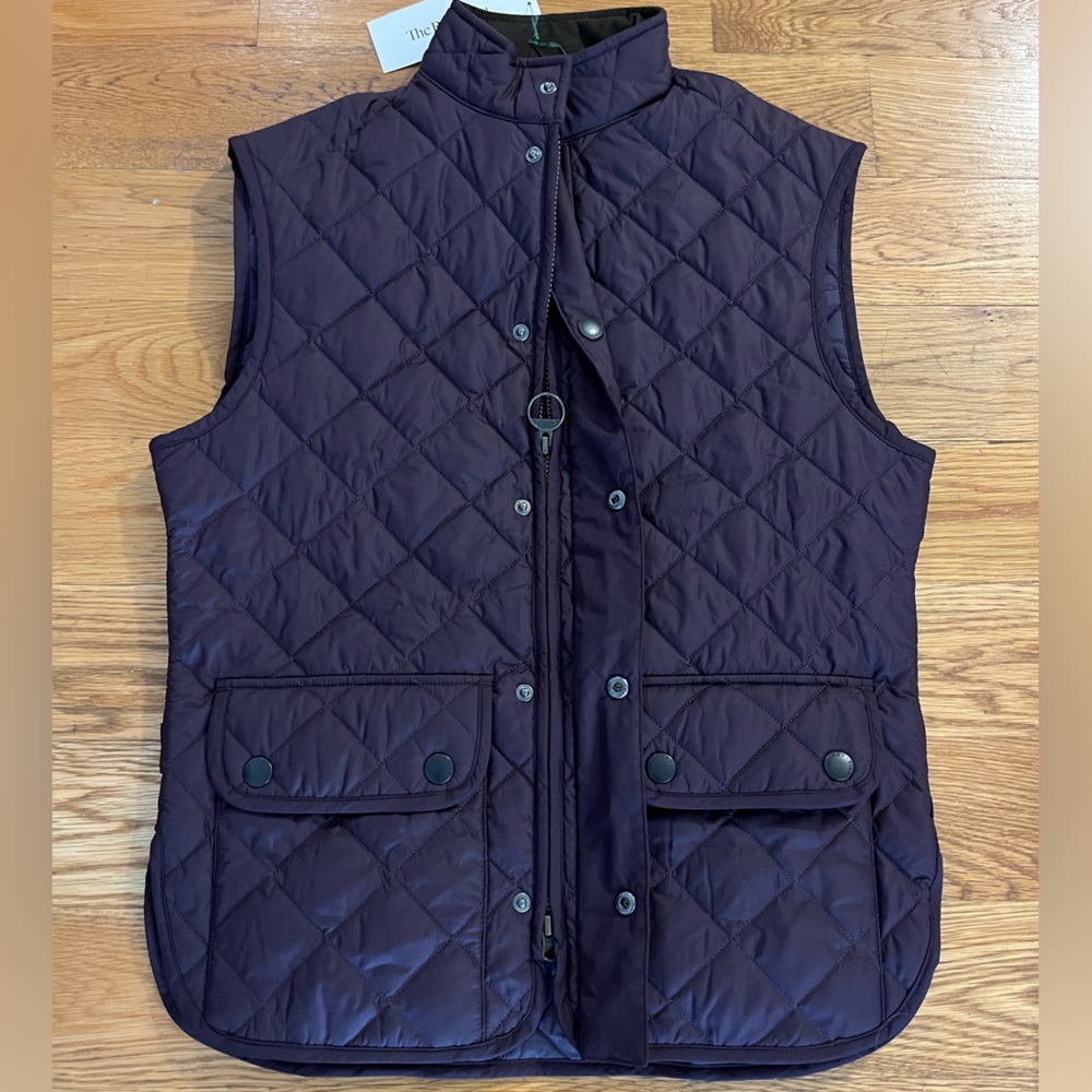 New Barbour Lowerdale Gilet vest. Rich dark purple color.